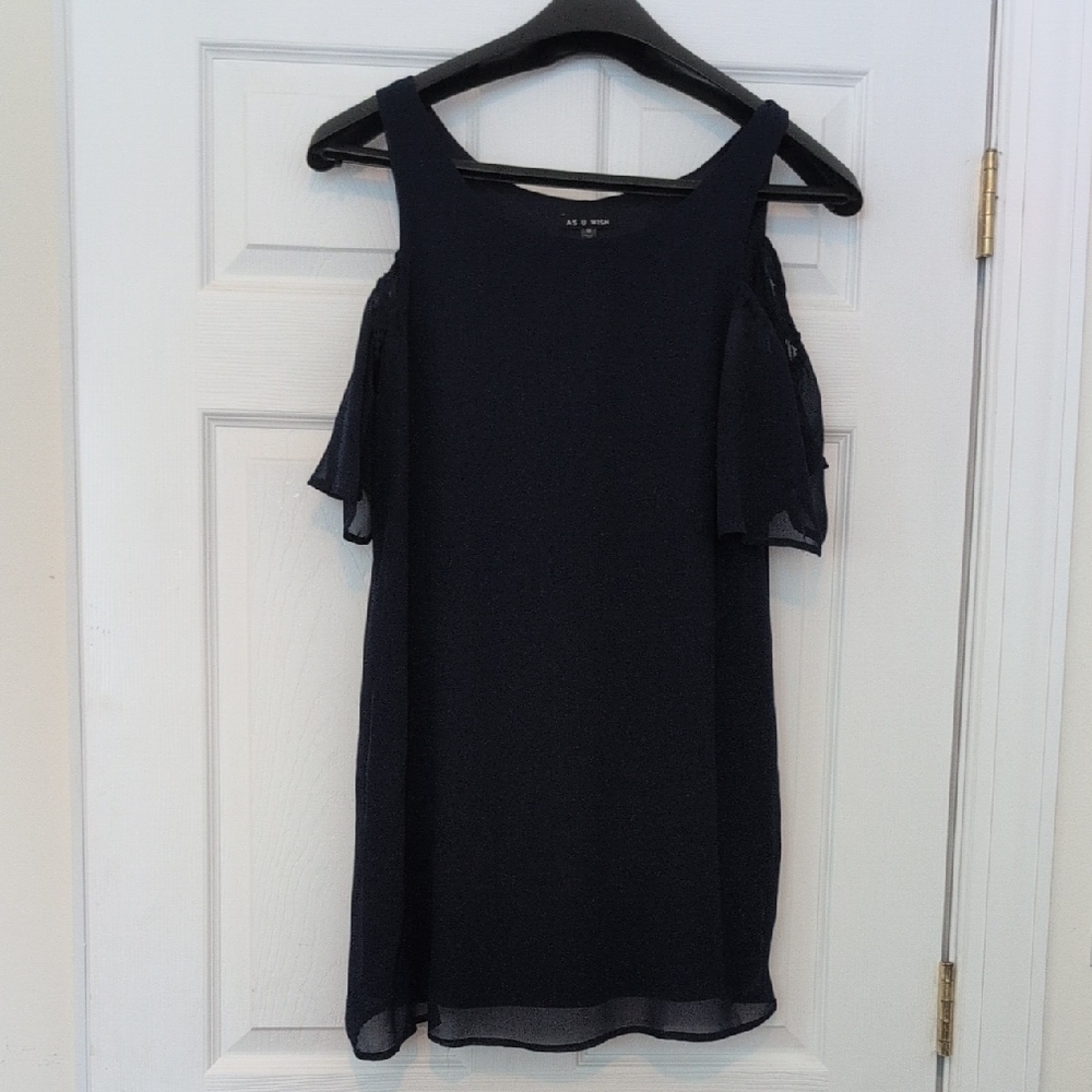 As U Wish Midnight Blue Off-Shoulder Blouse